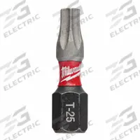 MILWAUKEE Insert Bit: Insert Bit, T25 Bit Size, Imperial, Torx® Head, T25 Bit Industry Size, 25 PK (MPN 48-32-4136). Key specifications — attr1119738: Hex; attr1119735: Imperial; attr1119740: Standard; attr1119734: Alloy Steel; attr1119737: Insert Bit; attr1119741: MILWAUKEE.