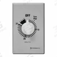 INTERMATIC Spring-Wound Timer: 30 min Max, SPST, 277V AC, Wall Plate Included, Silver (MPN FF30MH). Key specifications — Brand: INTERMATIC; Includes Hold: Hold Included.