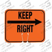 Traffic Cone Sign: MUTCD, Keep Right with Right Arrow, 10 1/2 in Ht, 12 1/2 in Lg, ABS Plastic (MPN 03-550-AKR). Key specifications — Brand: CORTINA; Color: Orange; For Use With Product Type: Traffic Cones; Legend: Keep Right with Right Arrow; Material: ABS Plastic.