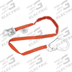 MILLER BY PIP Shock-Absorbing Lanyard: Shock Pack, Steel Snap Hook, Steel Snap Hook, 310 lb Capacity (MPN T5112-Z7/6FTAF). Key specifications — Brand: MILLER BY PIP; Color: Black; Visual Load Indicator: Yes; Shock-Absorbing Lanyard Material: Polyester.