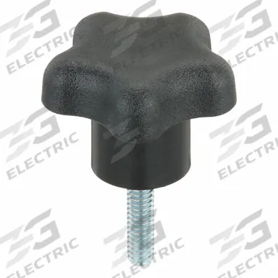 INNOVATIVE COMPONENTS Hand Knob: 5 Point, Plastic w/ Steel Thread, 1/4"-20 Thread - 5-Arm Knobs with Threaded Stud