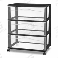 STERILITE Drawer Cabinet: 21 7/8 in x 15 3/8 in x 26 1/8 in, 3 Drawers, Pull, Casters, Black (MPN 49309001). Key specifications — Base Type: Casters; Cabinet Color: Black; Brand: STERILITE; Drawer HxWxD: (3) 7-1/8 in x 19-1/8 in x 13-1/8 in.