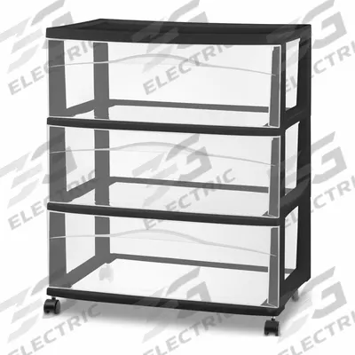 STERILITE Drawer Cabinet: 21 7/8 in x 15 3/8 in x 26 1/8 in, 3 Drawers, Pull, Casters - Plastic Drawer Cabinet