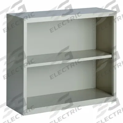 HIRSH Bookcase: Gray, Steel, 30 in Overall Ht, 34 1/2 in Overall Wd, 13 in Overall Dp - Stationary Bookcases