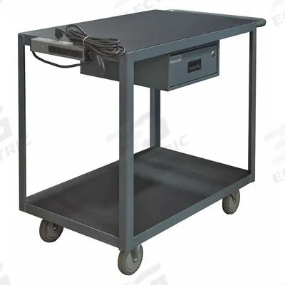 APPROVED VENDOR Metal Shelf Cart: 1,200 lb, 67 in L x 37 in W x 44 in H Overall Dim - Instrument Carts with Flush Metal Shelves