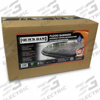 QUICK DAM Flood Barrier: Fresh Water, 3 1/2 in Overall Ht, 6 1/2 in Overall Wd, 17 ft Overall Lg (MPN QD617-5). Key specifications — Color: Black; Bag Material: Polypropylene; Brand: QUICK DAM; For Water Salinity: Fresh Water.