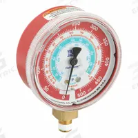 YELLOW JACKET High Side Gauge: High Side Gauge, 0 psi to 500 psi, Non-Liquid Filled, 2 1/2 in Dia (MPN 49051). Key specifications — Brand: YELLOW JACKET; Accuracy: ± 3-2-3%; Color: Red; Calibration Certificate Type: NIST; For Refrigerant Type: R-404A.