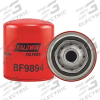 BALDWIN FILTERS Fuel Filter: Spin-On, 3 11/16 in Outside Dia, M22-1.50 Thread Size, Cellulose (MPN BF9894). Key specifications — attr1137520: BF9894; attr434022: BALDWIN FILTERS; attr427730: Cellulose; attr427731: G381-A Attached Gasket; attr1017112: Trucks; attr1017113: Thermo King.