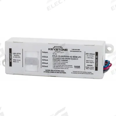 KEYSTONE TECHNOLOGIES Driver: Class 2, 15 W Max. Power Output, 120 to 277V AC - Selectable Output Current Drivers