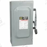 SQUARE D Safety Switch: Fusible, 100 A, Three Phase, 240V AC, Galvanized Steel, Indoor (MPN D323N). Key specifications — Brand: SQUARE D.
