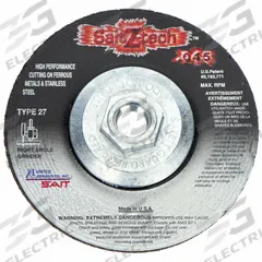 SAIT Depressed Center Cut-Off Wheel: Type 27, 5" x 0.045" x 5/8"-11, Zirconia Alumina, 60 Grit (MPN 23309). Key specifications — Series: Z-Tech; Brand: UNITED ABRASIVES-SAIT.