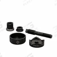 GREENLEE Knockout Punch Set: 10 ga Sheet Metal Capacity (Steel), 4 1/64 in Nominal Size, Round (MPN K3BB-3-1/2). Key specifications — attr63418: K3BB-3-1/2; attr63421: GREENLEE; attr63425: Yes; attr63427: Wrench (2 in); attr63430: Plastic.