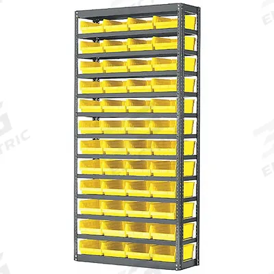 AKRO-MILS Bin Shelving: 36 in x 12 in x 79 in, 1 Sided, 60 Bins, Open, Shelf Bin - Metal Stationary Bin Shelving with Open-Front Bins