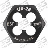 MILWAUKEE Hex Threading Die: 1/8"-28 BSP, 1 in Hex Wd, Black Oxide Carbon Steel (MPN 49-57-5390)