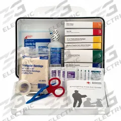 FIRST AID ONLY First Aid Kit and Housing: Vehicle, 25 People Served, 85 Components, Plastic (MPN 220-O). Key specifications — Adhesive Bandages Included: (4) Knuckle Bandages; Application: Vehicle; Brand: FIRST AID ONLY; Housing Color: White; Housing Material: Plastic; Includes Oral or Inhalant Medication: Medication Included; Mountable: Portable; Oral and Inhalant Medicinals Included: (10) Ibuprofen.