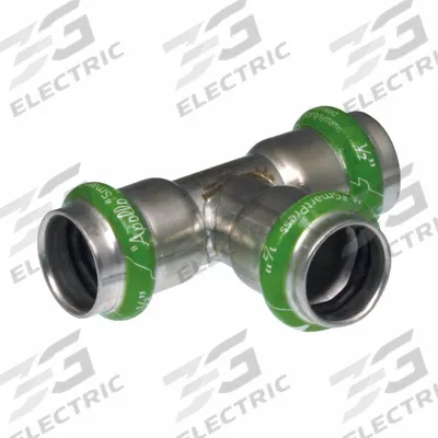 APOLLO Crimp Tee Fitting: 3/4 in Pipe x 3/4 in Pipe x 3/4 in CTS Size, EPDM - Potable Water Stainless Steel Press Fittings