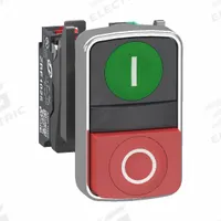 SCHNEIDER ELECTRIC Multihead Operator: 2 Buttons, 22 mm, 1NO/1NC, Metallic (MPN XB4BL734155). Key specifications — AC Contact Rating: 6 A @ 120 V; Action: Momentary/Momentary; DC Contact Rating: 0.55 A @ 125 V; Legend: I/O; Operator Illumination: Non-Illuminated; Product Type: Multihead Operators; Series: XB4; Manufacturer Part Number: XB4BL734155.