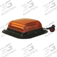 ECCO Beacon Light: Flashing Beacon, Amber, 6 1/2 in Overall Wd, 2 3/16 in Overall Ht, LED, 12-24V DC (MPN EB7180A-VM). Key specifications — Operating Voltage: 12-24V DC; Number of Flash Patterns: 8; Includes: 15 ft Cord with On/Off Switch; Electrical Connection: Lighter Plug; Mount Type: Suction; Brand: ECCO; Shape: Square; Lighting SAE Class Rating: SAE Class 1.