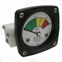 MIDWEST INSTRUMENT 3-Color Differential Pressure Indicator: 1,000 psig Max. Static Pressure, 522 (MPN 522P-030). Key specifications — Brand: MIDWEST INSTRUMENT; Accuracy: ±5% of Full Scale; Sensor Material: Buna-N; Housing Material: Acetal Plastic; Transition Points: 0 psid to 13 psid (Green) / 13 psid to 20 psid (Yellow) / 20 psid to 30 psid (Red).