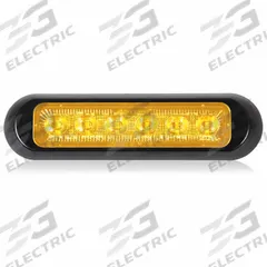 MAXXIMA Warning Light: Perimeter Flashing Warning Light, Amber, 1/2 in Overall Wd, LED, 12/24V DC (MPN M20389YCL). Key specifications — Operating Voltage: 12/24V DC; Number of Flash Patterns: 28; Includes: Black Bezel; Electrical Connection: Wire Leads; Mount Type: Screw; Brand: MAXXIMA; Shape: Oval.