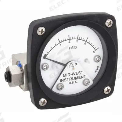 MIDWEST INSTRUMENT Differential Pressure Gauge: Back, 1/4 in NPT Female, ±3-2-3% Gauge Accuracy - Medium & High Operating Pressure Differential Gauges