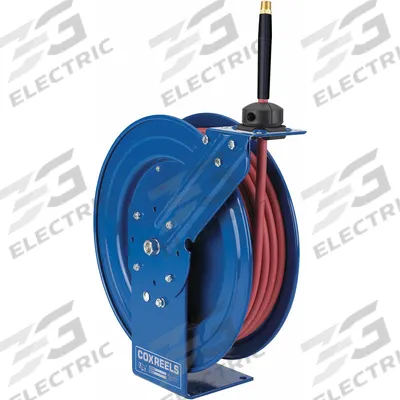COXREELS Spring Return Hose Reel: 25 ft (3/8 in I.D.), 3/8 in MNPT, 300 psi Max Op Pressure - Standard Air or Water Spring-Return Hose Reels