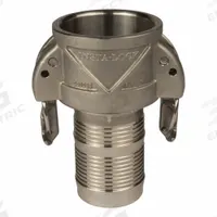 Cam and Groove Insta Lock Couplings: 3 in Coupling Size, 3" Thread Size, 6 27/32 in Overall Lg (MPN QCG-C300-SS). Key specifications — Thread Size: 3"; Gasket Material: Nitrile; Fitting Type: Male Hose Shank; Includes Locking Arm: Yes; Body Material: Stainless Steel; Brand: CAMPBELL FITTINGS.