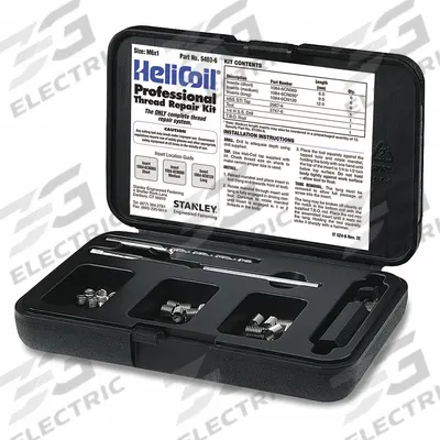 HELI-COIL Thread Repair Kit: Tanged Tang Style, Free-Running, M6-1.00 Thread Size - Insert & Tool Kits