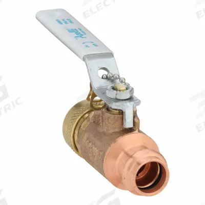 APOLLO Manual Two-Way Ball Valve: 1/2 in Size, Bronze, Straight, Press x FGHT - Bronze Ball Valves with Dust Cap & Chain