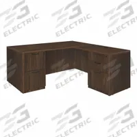 REGENCY Desk: Particle Board, Walnut, 2 Pedestals, 5 Drawers, 66 in Overall Wd, 29 in Overall Ht (MPN LLDFP6630NW). Key specifications — Desktop Material: Particle Board; Includes Modesty Panel: Yes; Pedestal Location: Double Pedestal; Kit Product Type: Double Pedestal Desk; Desktop Color: Walnut; Brand: REGENCY; Frame Color: Neo Walnut; Frame Material: Particle Board.