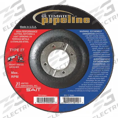 UNITED ABRASIVES-SAIT Cut-Off & Grinding Wheel: Type 27, 5" x 1/8" x 5/8"-11, Zirconia Alumina - High-Performance Combination Wheels for Pipelines