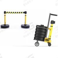 Belt Barrier System: 42 in Post Ht, 15 ft Belt Lg, Black/Yellow, 2 No. of Posts, Pattern, No Message (MPN PL4008). Key specifications — Brand: BANNER STAKES; Base Shape: Round Flat; Belt Color: Black/Yellow; Message: No Legend; Post Color: Yellow; Includes: (1) Cart; Belt Type: Pattern.