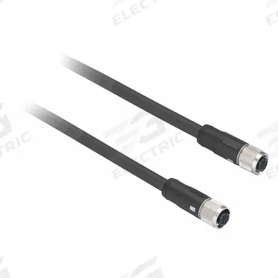 TELEMECANIQUE SENSORS Cordset: M12 Female Straight X Bare Wire, 4 Pins, Gray, PVC, 2 m Cable Lg - Single-Ended Cordsets with PVC Jacket for Flexing Applications