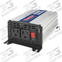 WESTWARD Inverter: Modified Sine Wave, Cigarette Lighter Input, 400 W Continuous Output Power (MPN 54DC43). Key specifications — Brand: WESTWARD; DC Connection: Cigarette Lighter Input; Input Voltage: 12V DC; Inverter Output Form: Modified Sine Wave; Output Frequency: 57 to 63Hz; Output Voltage: 115V AC.