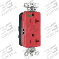 LEVITON Receptacle: Hospital Grade, Decorator Duplex, 5-20R, Red, 125V AC, 20 A, 2 Pole / 3 Wire (MPN M1636-ILR)