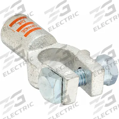 WESTWARD Battery Terminal: Straight, Crimp, 2/0 ga, Orange Color, Negative - Straight Alignment