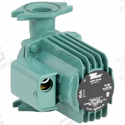 TACO Hydronic Circulating Pump: 1/8 hp HP, 115V AC, Cast Iron, 1, 31 gpm, 31 ft Max. Head - General-Purpose Inline Circulator Pumps