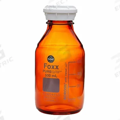 APPROVED VENDOR Narrow Mouth Round Glass Bottles - Safety Coated: 500 mL, GL45, Amber - Safety Coated Wide Mouth Round Glass Lab Bottles