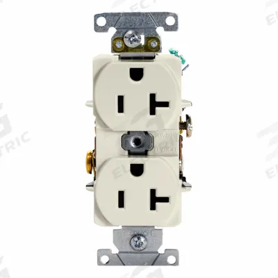 LEVITON Duplex Receptacle Outlet: Duplex, 5-20, Light Almond, 125V AC, 20 A - General Purpose Receptacles