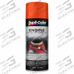 DUPLI-COLOR Automotive Paint: Interior, Engine Accessories/Engine Blocks, Solvent, Solvent-Based (MPN EDE165207). Key specifications — Color: Chrysler Hemi-Orange; Coverage Area: 12 to 15 sq ft; Compatible Surface Material: Metal; Finish Texture: No Texture; Sheen: Gloss; Surface Texture: Smooth; Brand: DUPLI-COLOR.