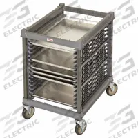 CAMBRO Bun Pan/Sheetpan Rack: 15 Slots, 1 1/2 in Betw Shelves, 90 lb Capac, 23 1/4 in Wd, Half Size (MPN UPR1826U15580). Key specifications — Brand: CAMBRO; Color: Graphite; Material: Composite Plastic; Nesting: No; Pan Size: 13 x 18 in; Product Type: Ultimate Sheet Pan Rack; NSF Certified: Yes; Full Size/Half Size: Half Size.
