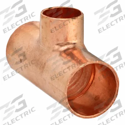 NIBCO Sweat Fitting Tee: 1 in CTS x 1 in CTS x 3/4 in CTS, Cup x Cup x Cup - Wrot Copper Tube Fittings