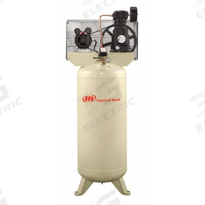 INGERSOLL RAND Electric Air Compressor: 5 hp, 1 Stage, Vertical, 60 gal, 15.5 cfm, 135 psi - Splash Lubricated Stationary Electric Air Compressors