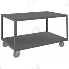 DURHAM MFG Work Table: Fixed Ht, Steel, 48 in x 30 in, 1,200 lb Overall Load Capacity (MPN HMT-3048-2-95). Key specifications — Unit Type: Not Expandable or Modular; Assembly: Fully Assembled; Wheel Material: Phenolic; Frame Material Finish: Powder Coated; Mobility: Casters; Height Adjustability: Fixed Height; Frame Construction: Welded Only; Brand: DURHAM MFG.