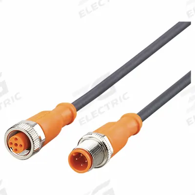 IFM Double-Ended Cordset: M12 Male Straight X M12 Female Straight, 4 Pins, Black - Double-Ended Cordsets with PUR Jacket for Twisting Applications
