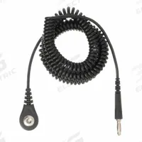 DESCO ESD Grounding Cord: Banana Plug/Date Coded/Relaxed Retraction Coil Cord, 12 ft Cord Lg, Snap (MPN 09680). Key specifications — Cord Shape: Coiled; Plug Connection: Straight Banana Plug; Brand: DESCO.