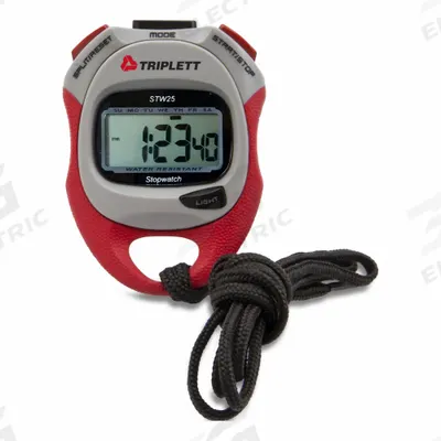 TRIPLETT Digital Stopwatch: +/-2 Seconds Per Day, Count Up, LCD, 23 hr 59 min 59.99 sec - Multi-Function Stopwatches