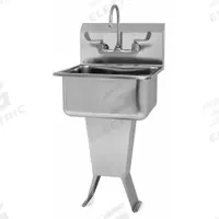 SANI-LAV Hand Sink: 41 1/2 in Overall Ht, 19 in Bowl Lg, 10 in Bowl Dp, 2 gpm Flow Rate, 18 ga (MPN 521FL). Key specifications — Includes Side Splash: Side Splash Not Included; Brand: SANI-LAV.