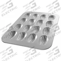 CHICAGO METALLIC Madeleine Pan: Aluminized Steel, 16 Slots, 11 1/8 in Overall Wd, 5/8 in Overall Dp (MPN 25400). Key specifications — Pan Style: Madeleine Pan; Brand: CHICAGO METALLIC; Color: Shiny Gray; Material: Aluminized Steel; NSF Certified: No; Number of Slots: 16.