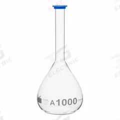 QORPAK Volumetric Flasks: 1,000 mL, Gray, Round, A, Includes Closure, 6 in Overall Ht (MPN 278389). Key specifications — Shape: Round; Body Color: Gray; Brand: QORPAK; USP Specification: Type I.